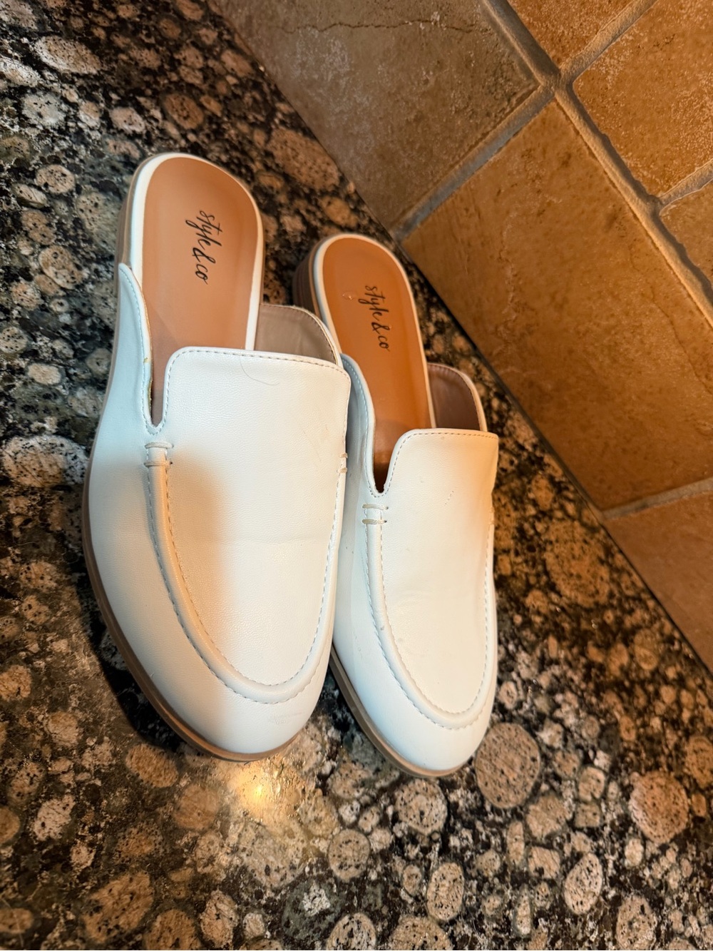 Style & Co. White Slip-On Mule Loafers